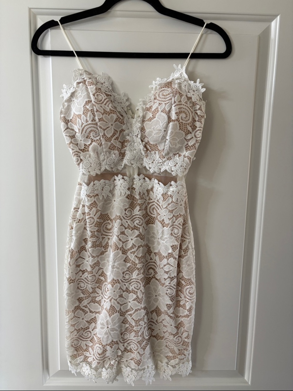 Windsor White Lace Sheer Mid Section Bachelorette / Bridal Dress